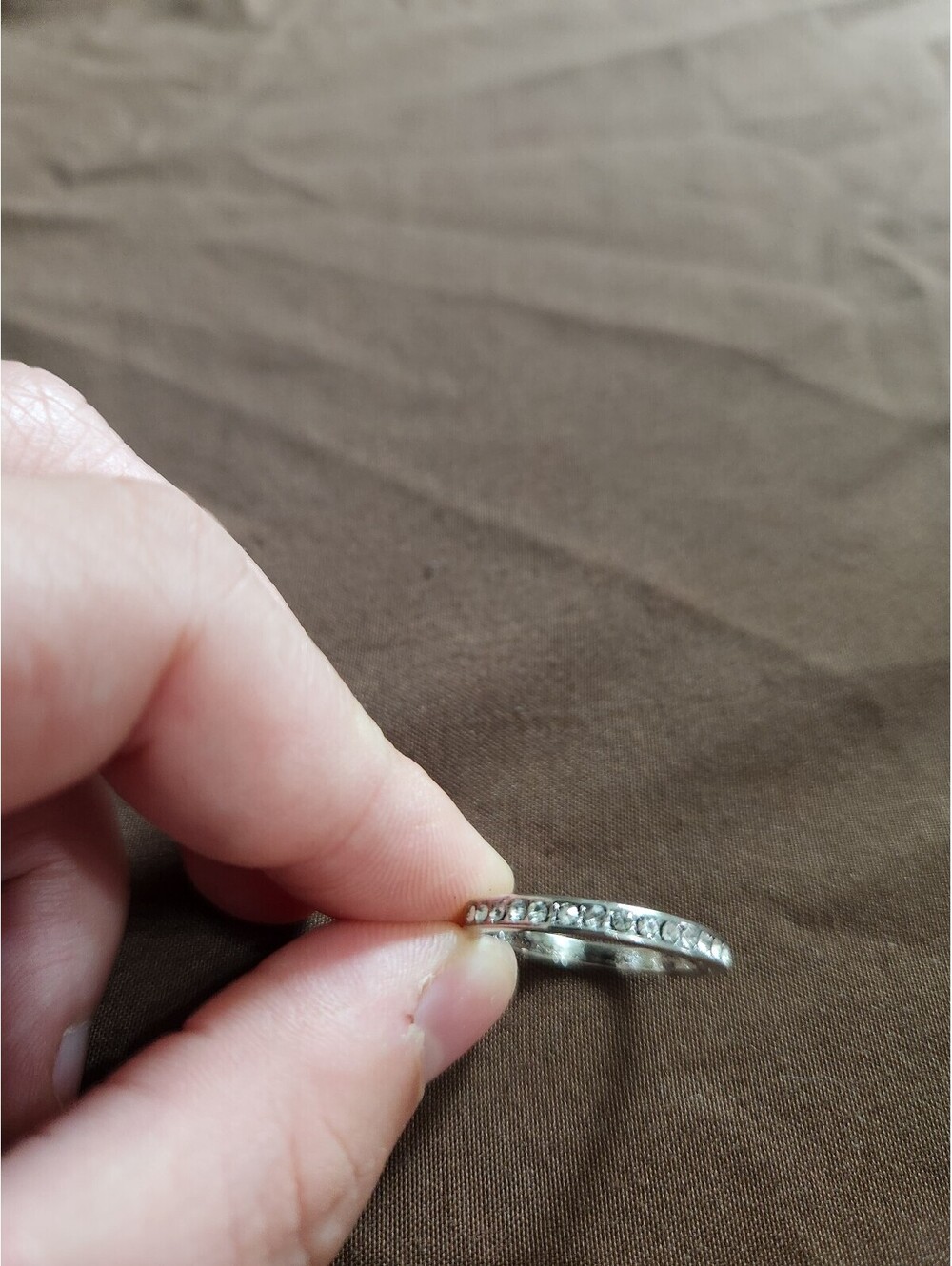 Silver Tone Ring with Clear Rhinestones